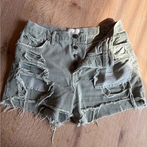 Free People Olive Cargo Shorts